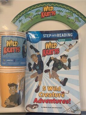 Wild Kratts Lot: NWT 12 (party cups), New pack of 24 (cupcake holders) & Book